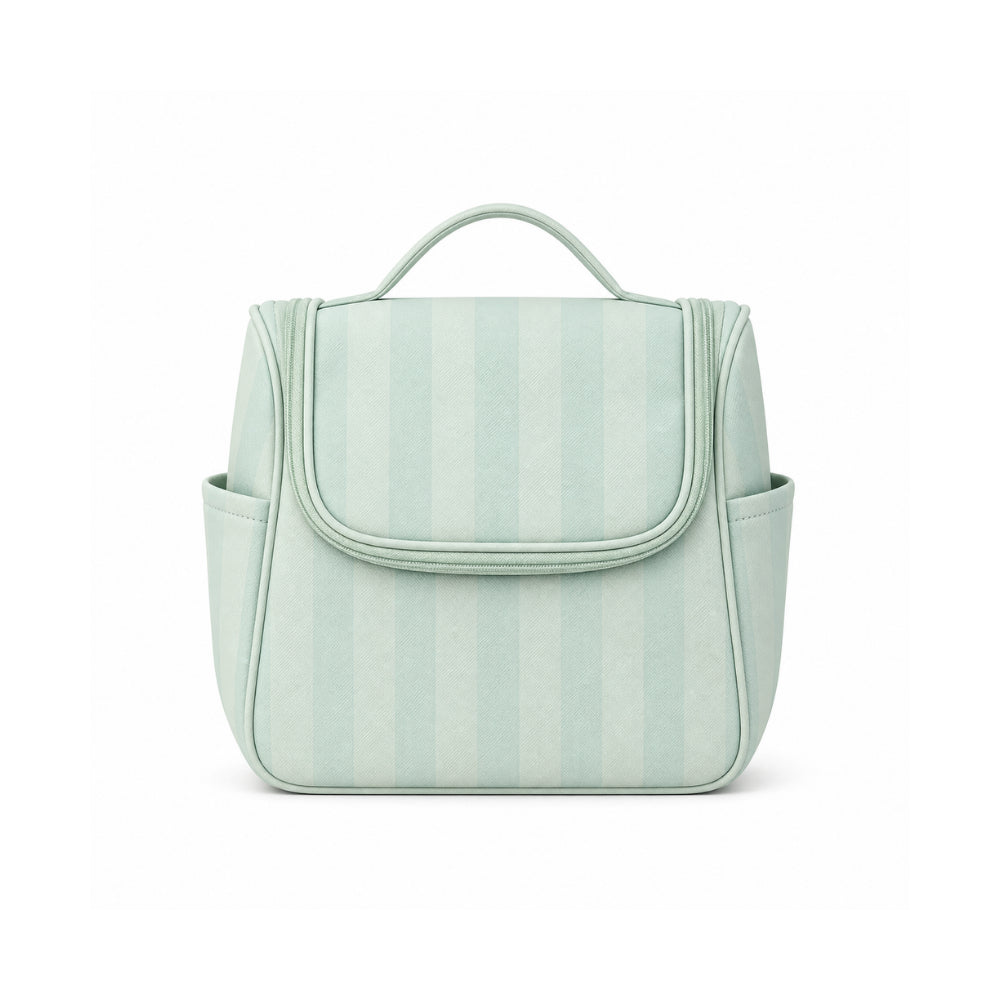 K&Co. Sunset Spritz Series Travel Toiletry Bag - SAGE STRIPE